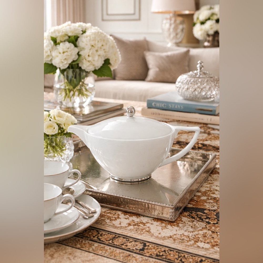 Wedgwood Jasper Conran Platinum Teapot – NEW – Luxury Fine Bone China